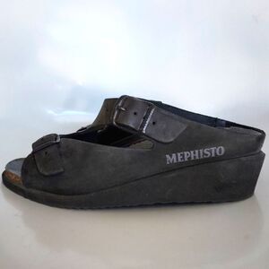 Mephisto Charcoal Wedge Sandals